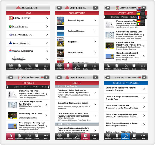 Asia Briefing Mobile Apps. Screenshot
