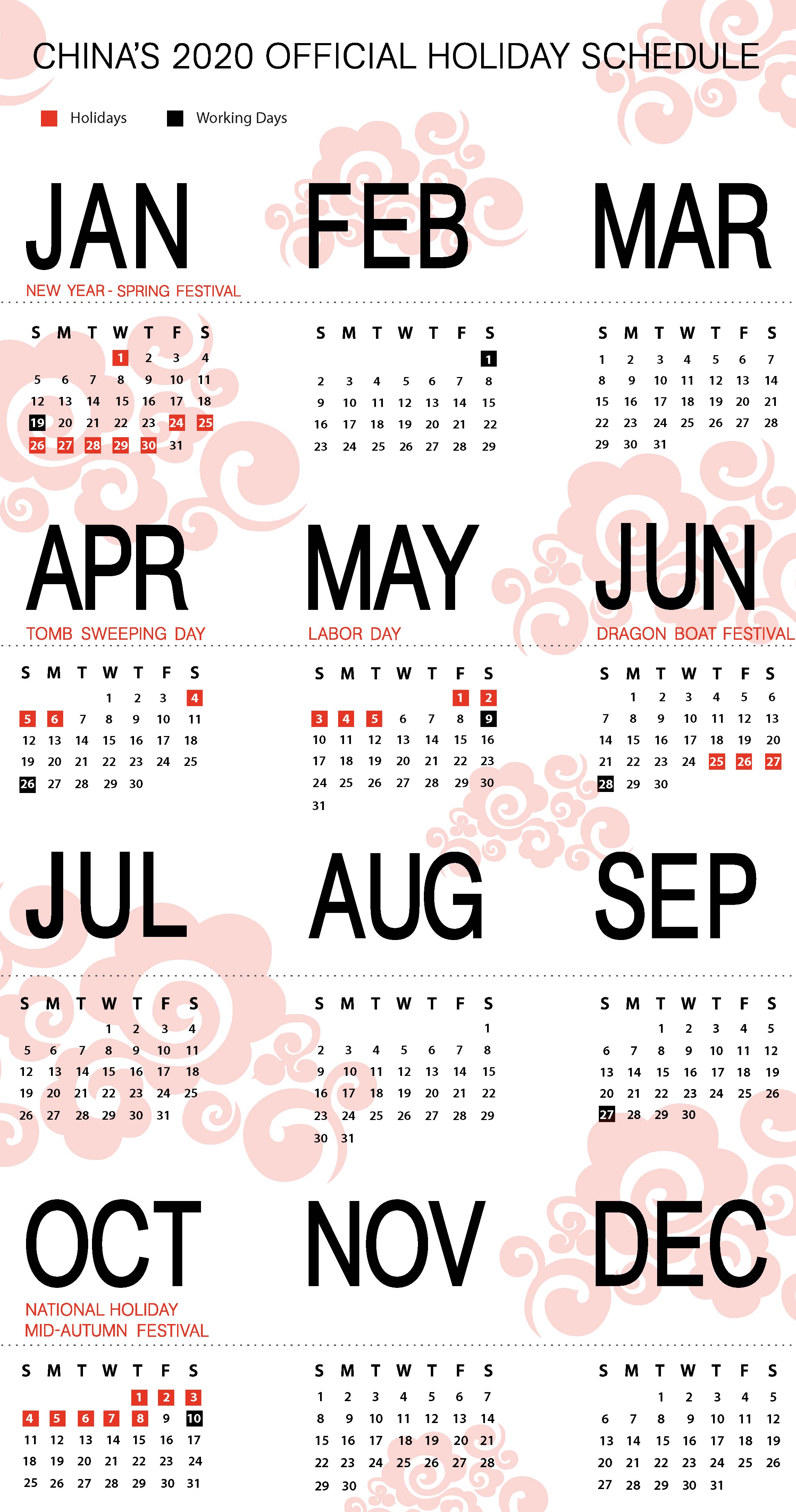 China’s 2020 Holiday Schedule Released - China Briefing News