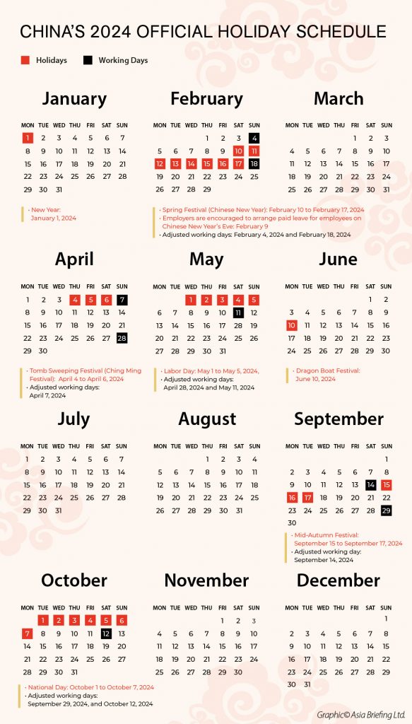 China National Holidays 2024 and Schedule of Adjusted Working Days